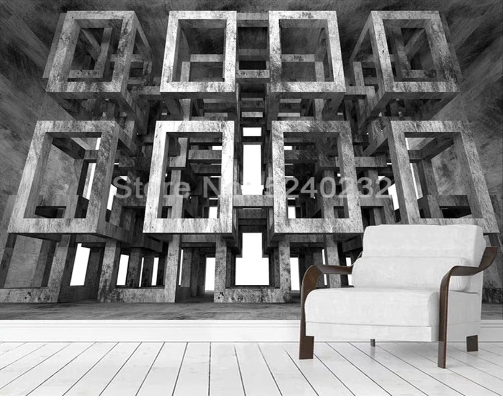 3D Wallpaper Geometric Cement Wall